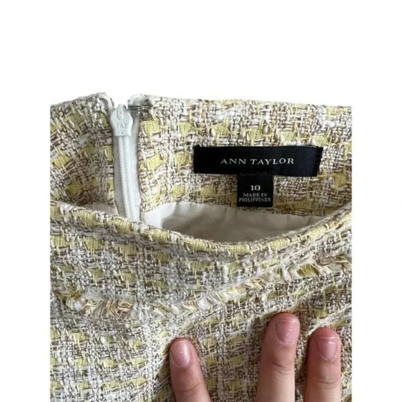 Ann Taylor‎ LOFT Womens Tweed Knee Length Straight Skirt Yellow Size 10 - Picture 2 of 2